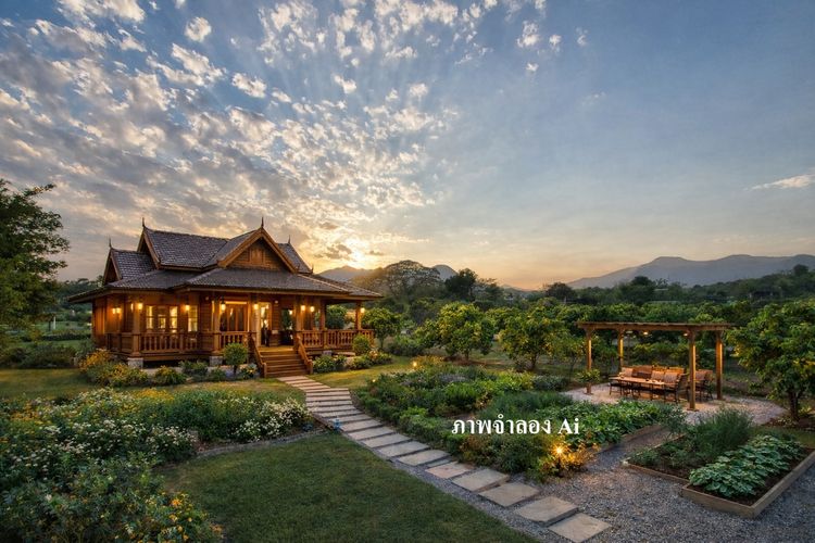 สวนลำไยวิวสวย หน้าวิวภูเขา ข้างๆ ลำเหมือง น้ำดีตลอดปี