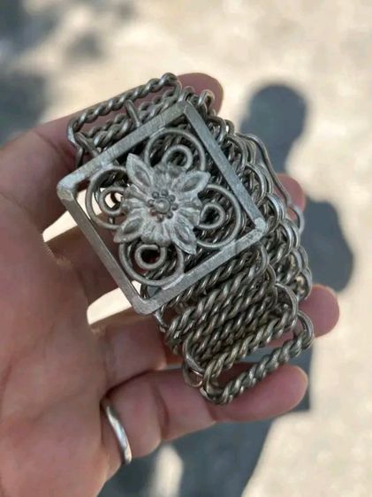 เครื่องเงินเก่า เข็มขัดเงินแท้น้ำหนัก174.6กรัม