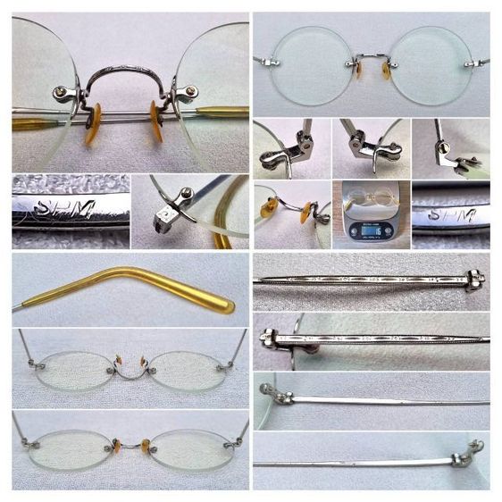 แว่นตาแฮนด์คราฟท์โบราณ–หยดน้ำกลม–ไร้กรอบยุคโชวะ JAPANESE RIMLESS GLASSES ในรัชสมัยจักรพรรดิฮิโระฮิโตะ เฟรมวัสดุคลาสสิค SPM Sun Platinum Metal เลนส์บลูโพรเทค มัลติโค้ท ค่าสายตายาว 200...Authentic Vintage JAPANESE RIMLESS GLASSES Handcrafted in Japan รูปที่ 6