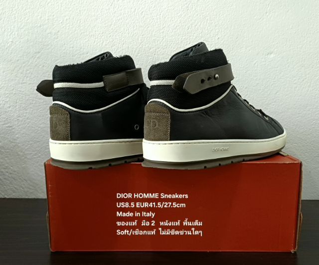 DIOR HOMME Sneakers, Men's 41EU(27.5cm) Original Made in Italy ของแท้ มือ 2 สภาพใกล้เคียงของใหม่, รองเท้า Dior หนังแท้ พื้นเต็ม งดงามมาก รูปที่ 12