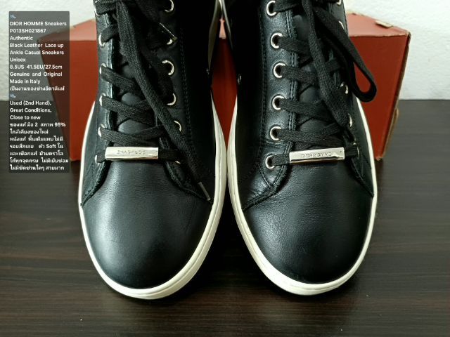 DIOR HOMME Sneakers, Men's 41EU(27.5cm) Original Made in Italy ของแท้ มือ 2 สภาพใกล้เคียงของใหม่, รองเท้า Dior หนังแท้ พื้นเต็ม งดงามมาก รูปที่ 6