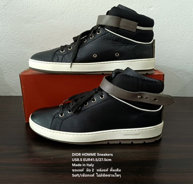DIOR HOMME Sneakers, Men's 41EU(27.5cm) Original Made in Italy ของแท้ มือ 2 สภาพใกล้เคียงของใหม่, รองเท้า Dior หนังแท้ พื้นเต็ม งดงามมาก รูปที่ 14