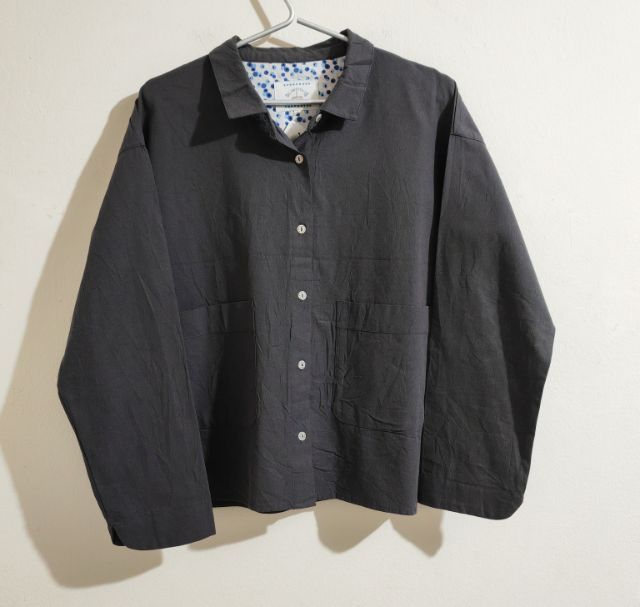 แขนยาว L เสื้อเชิ้ตและเสื้อผู้หญิง อื่นๆ เชิ้ตสีเทาเข้ม ทรงหลวม