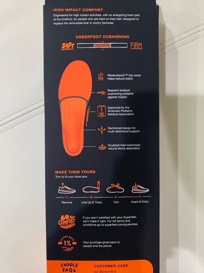 แผ่นรองเท้าเพื่อสุขภาพ Superfeet รุ่น All-Purpose High Impact ไซส์ D (ยาว 27 ซ.ม.) รูปที่ 6