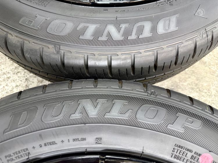 ยางถอดป้ายแดงขอบ 16” ยี่ห้อ DUNLOP รุ่น ENASAVE EC300 ขนาด 185-60R16 ปี 25 สีเส้นตุ่มหน้ายางยังอยู่ครบ