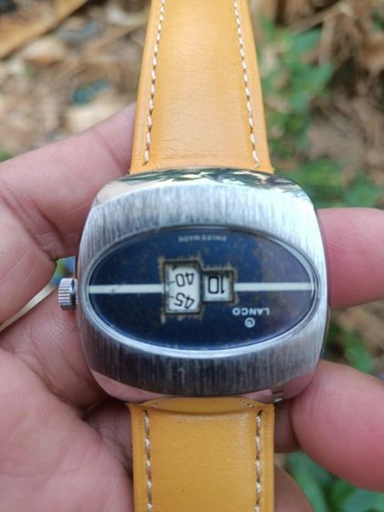 Vintage rare Lanco Digital Jump Hour Manual Winding Men's Made Swiss 1965 ระบบไขลาน งานเก่า เรือนใหญ่ทรงถังเบียร์ มัน มัน เครื่องสวย เดินปรกติ  รูปที่ 2
