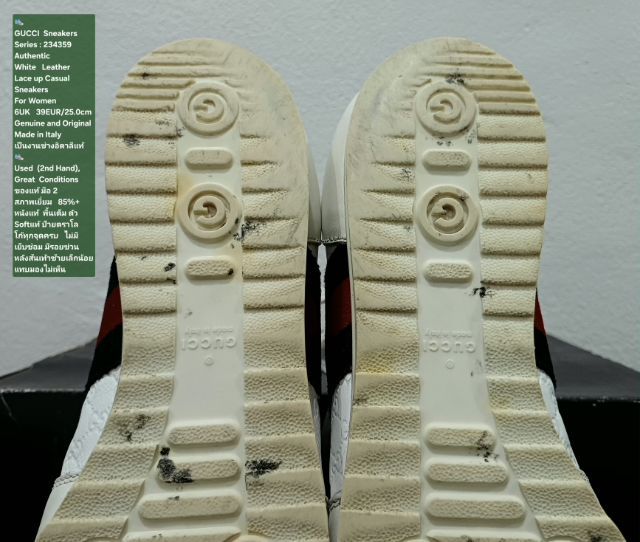 GUCCI Sneakers for Women 6UK 39EU(25.0cm) Original Made in Italy ของแท้ มือ 2 สภาพเยี่ยม, รองเท้า Gucci หนังแท้ พื้นเต็ม Soft แท้ สวยมาก รูปที่ 8
