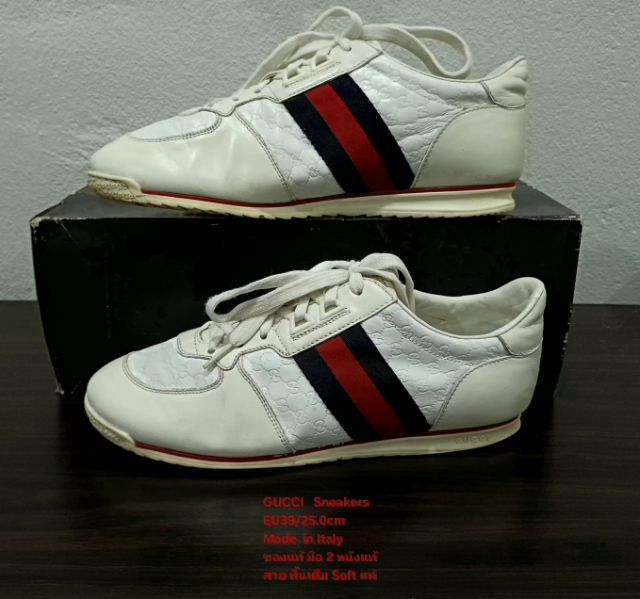 GUCCI Sneakers for Women 6UK 39EU(25.0cm) Original Made in Italy ของแท้ มือ 2 สภาพเยี่ยม, รองเท้า Gucci หนังแท้ พื้นเต็ม Soft แท้ สวยมาก รูปที่ 12