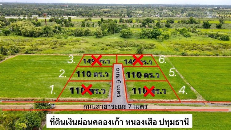 ด่วนๆที่ดินเงินผ่อนมาแล้ว คลอง9 ผ่อนเดือนละ 8พัน