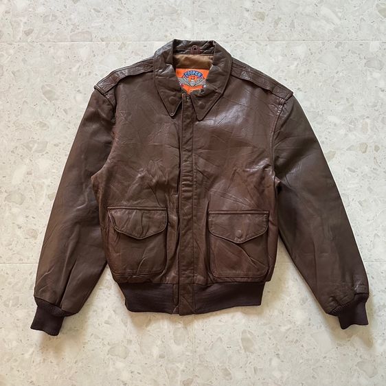น้ำตาล EU 42 แขนยาว เสื้อแจ็คเก็ต | เสื้อคลุม อื่นๆ Vintage 80s Cooper Sportswear Type A-2 Flight Leather Military