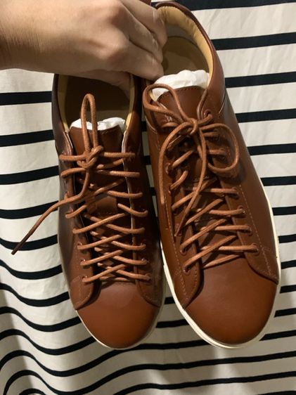 รองเท้าผ้าใบหนังแท้  Handmade sneakers ของใหม่ รูปที่ 13