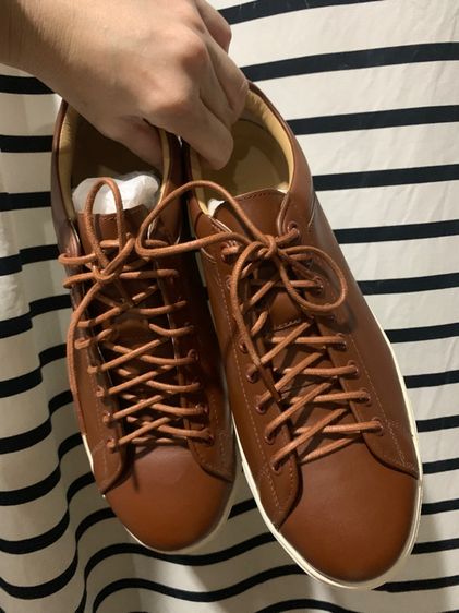 รองเท้าผ้าใบหนังแท้  Handmade sneakers ของใหม่ รูปที่ 5