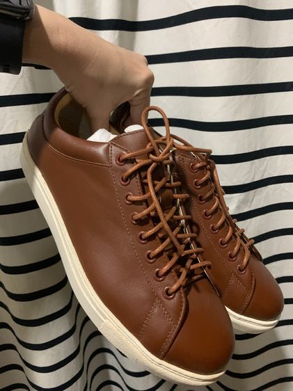 รองเท้าผ้าใบหนังแท้  Handmade sneakers ของใหม่ รูปที่ 3