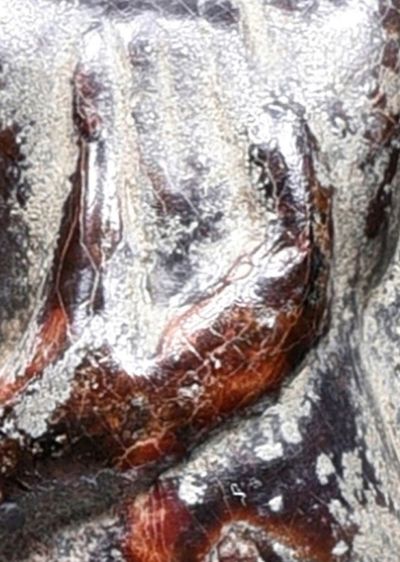 มรดกบรรพบุรุษ สนิมไขแดงลูกหว้า พระบ้าน พระร่วงยืนหลังรางปืน กรุวัดพระศรีมหาธาตุ ลพบุรี  ขึ้นไข แตกใยแมงมุม สวย รูปที่ 5