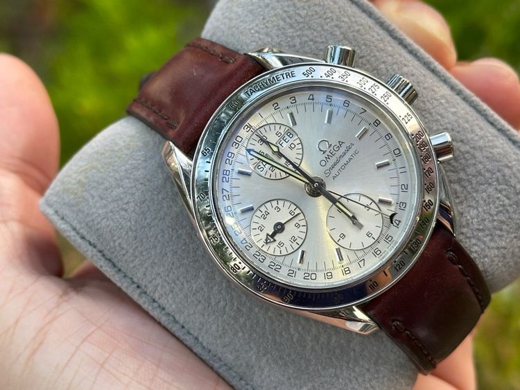เงิน Rare OMEGA Speedmaster Triple Date Calendar Sliver Dial