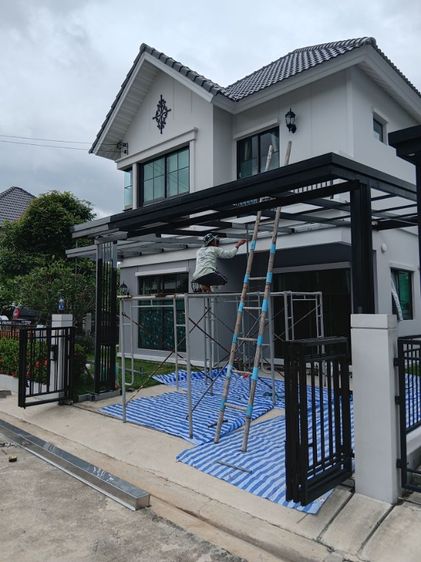งานต่อเติมบ้านที่จอดรถ โครงหลังคาเหล็ก ปูกระเบื้อง รูปที่ 3
