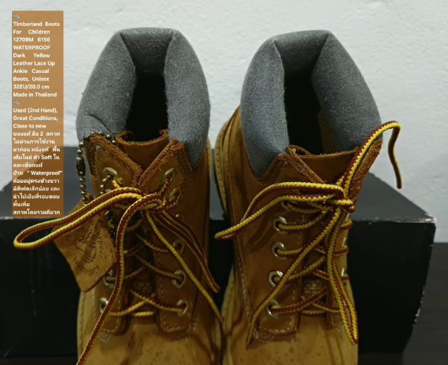 Timberland Boots For Children, Unisex 32EU(20.0cm) ของแท้ มือ 2 สภาพไม่ผ่านการใช้งานมาก่อน, รองเท้า Timberland (มีตำหนิตามรูปและรายละเอียด) รูปที่ 6