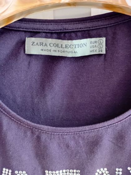 มือสอง เสื้อยืดแขนยาวสีม่วง Zara size L  รอบอก 34" ยาว 25"  รูปที่ 4