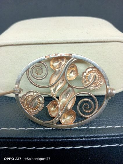 เข็มกลัดเงินแท้ลายดอกไม้สไตล์วินเทจยุคกลางศตวรรษที่สวยงาม มีตราประทับรับรองคุณภาพจาก G Dahlgren ประเทศสวีเดน ปี 1944
 รูปที่ 9