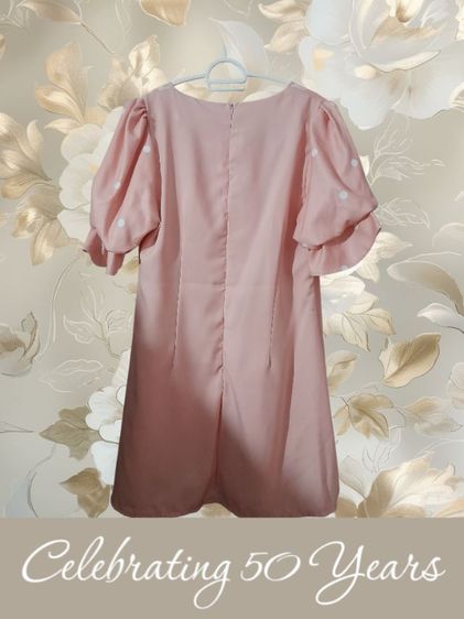 ชุดเดรสสั้นสีชมพูพีช M L XL ใส่ได้ค่ะ(ส่งฟรี) รูปที่ 2