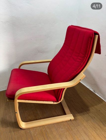 🔥 IKEA POÄNG พัวแอง อาร์มแชร์, วีเนียร์เบิร์ช ฮิลลาเรียด แอนทรา สภาพดีมากๆค่าใช้งานปกติเลยน่าใช้ สวยด้วย รูปที่ 4