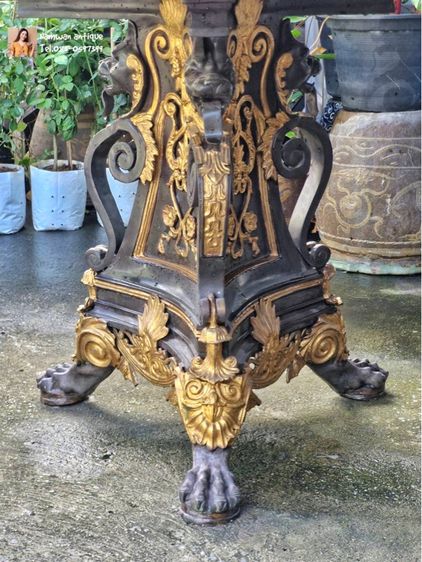 โต๊ะหลุยส์ทองเหลืองหน้าหิน รูปที่ 2