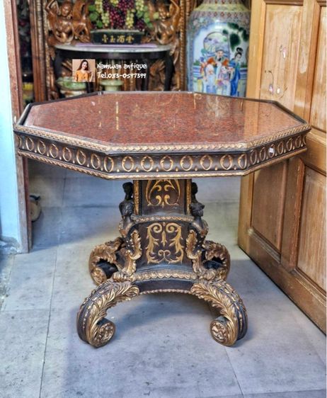 โต๊ะหลุยส์ทองเหลือง หน้าหิน รูปที่ 3