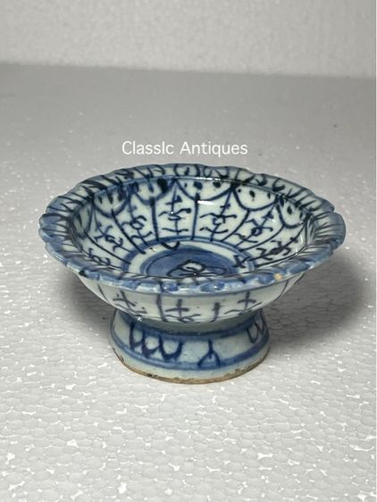 พานเชิง ลายคราม โบราณเก่าสะสม รูปที่ 3