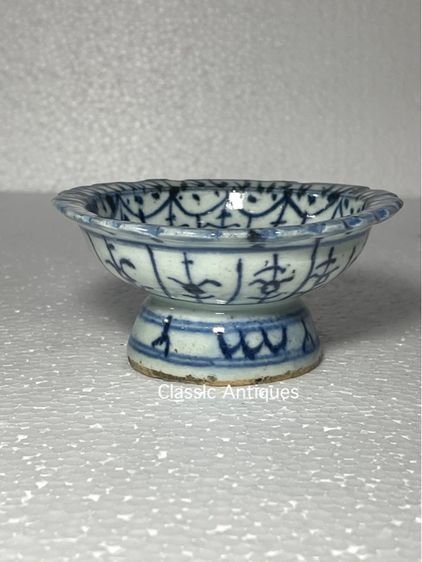 พานเชิง ลายคราม โบราณเก่าสะสม รูปที่ 4