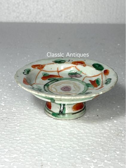 พานเชิง เขียนสี โบราณเก่าสะสม รูปที่ 7