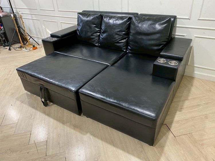 โซฟาเบด 3 ที่นั่ง เบาะหนัง สีดำ รูปที่ 5