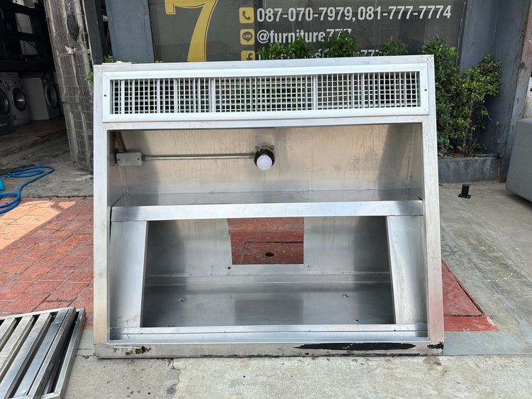 โครงฮูดดูดควันสแตนเลส เกรด 304 ตะแกรงปิด 2 แผ่น ด้านบนติดไฟส่องสว่าง (ขนาดกว้าง 130 CM.) รูปที่ 8