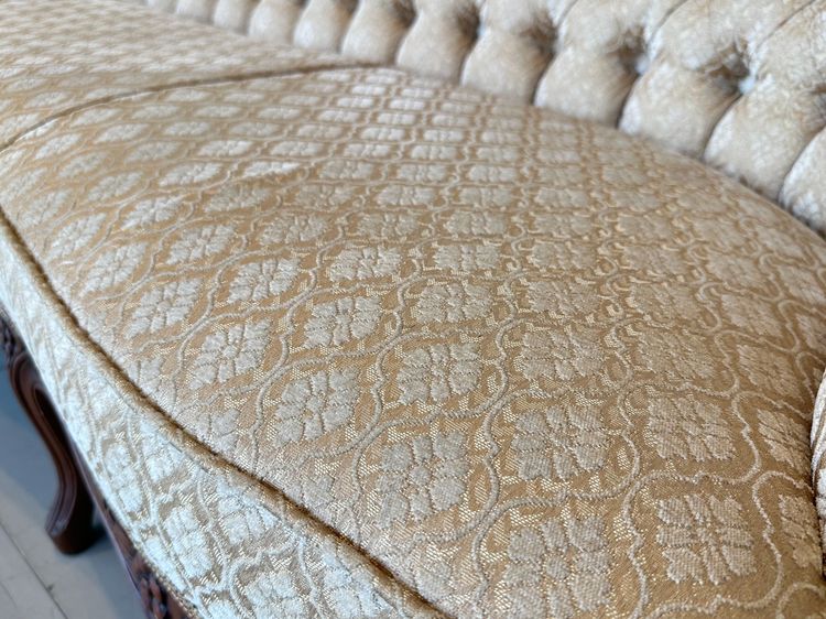 โซฟา สไตล์วินเทจ เบาะผ้าลายดอกไม้สีน้ำตาล พิงหลังดึงดุม รูปที่ 12