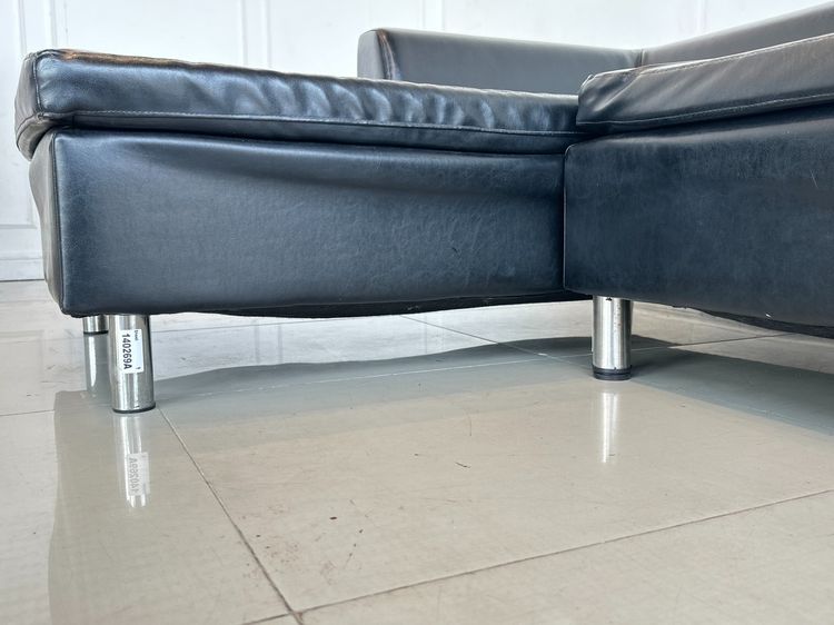 โซฟาแอล 3 ที่นั่ง เบาะหนัง PU สีดำ เบาะถอดปลอกได้  รูปที่ 12