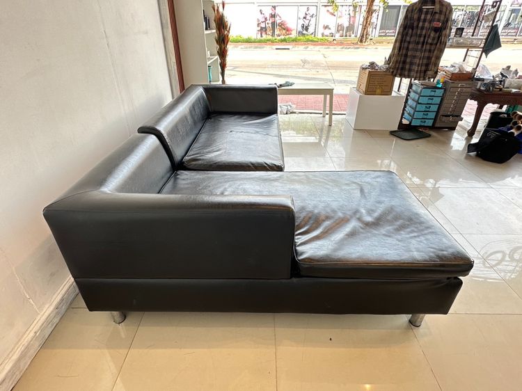 โซฟาแอล 3 ที่นั่ง เบาะหนัง PU สีดำ เบาะถอดปลอกได้  รูปที่ 6