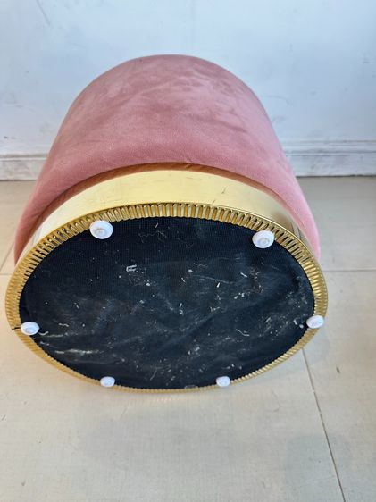 สตูล ทรงกลม เบาะผ้ากำมะหยี่สีชมพู ลายเรียบ  รูปที่ 7