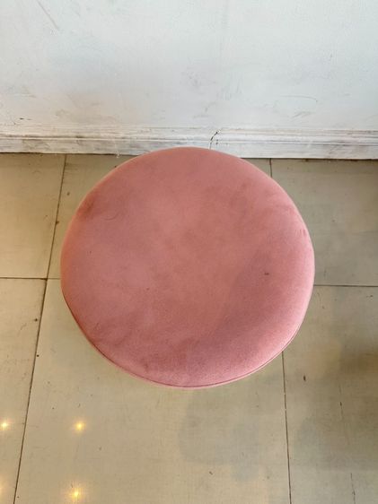 สตูล ทรงกลม เบาะผ้ากำมะหยี่สีชมพู ลายเรียบ  รูปที่ 4