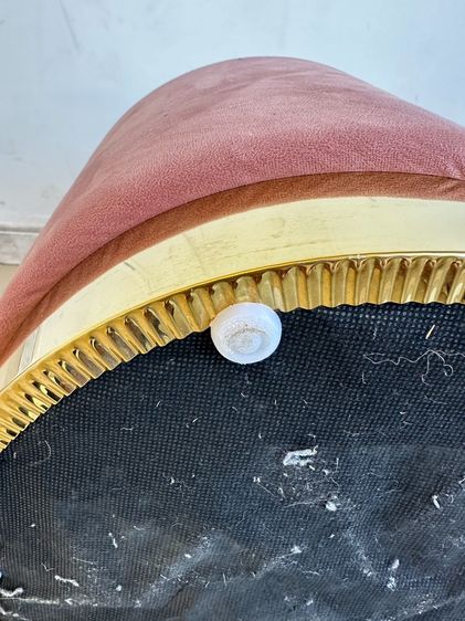 สตูล ทรงกลม เบาะผ้ากำมะหยี่สีชมพู ลายเรียบ  รูปที่ 8