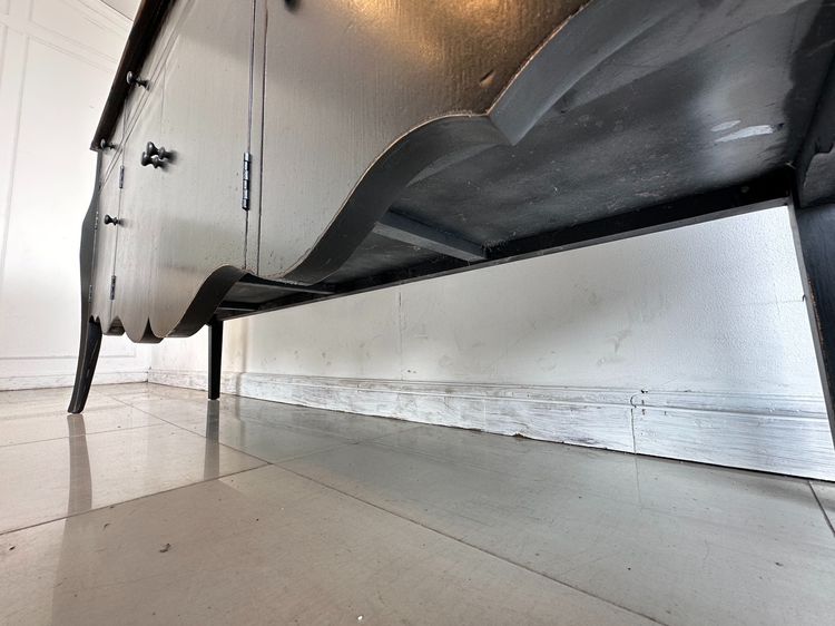 ตู้คอนโซล สไตล์วินเทจ  4 บานเปิด 3 ลิ้นชัก โครงไม้จริงสีดำ  รูปที่ 18