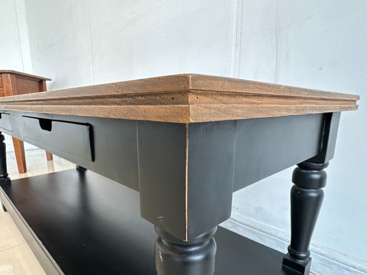 โต๊ะคอนโซล สไตล์วินเทจ ท็อปไม้จริง 2 ลิ้นชัก โครงขาไม้จริงสีดำ  รูปที่ 10