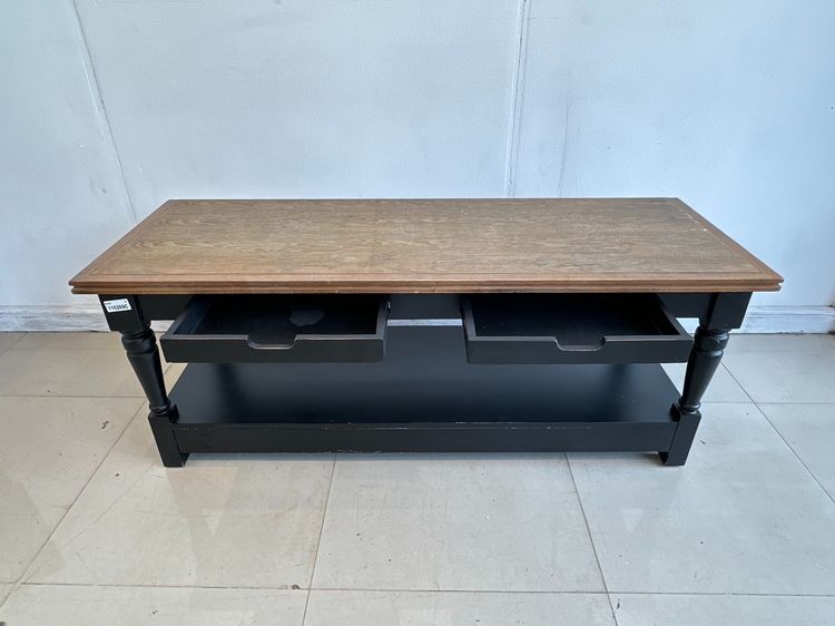 โต๊ะคอนโซล สไตล์วินเทจ ท็อปไม้จริง 2 ลิ้นชัก โครงขาไม้จริงสีดำ  รูปที่ 11