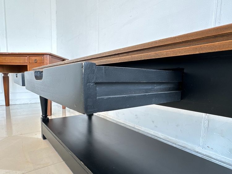 โต๊ะคอนโซล สไตล์วินเทจ ท็อปไม้จริง 2 ลิ้นชัก โครงขาไม้จริงสีดำ  รูปที่ 13