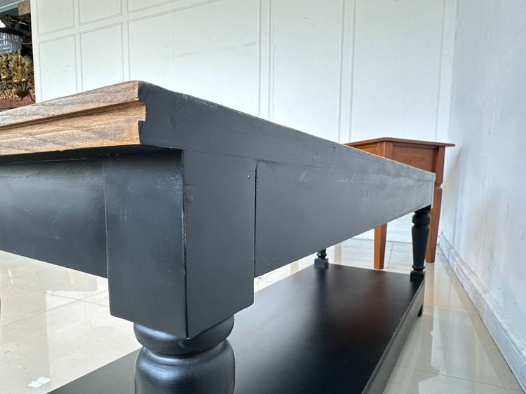 โต๊ะคอนโซล สไตล์วินเทจ ท็อปไม้จริง 2 ลิ้นชัก โครงขาไม้จริงสีดำ  รูปที่ 6