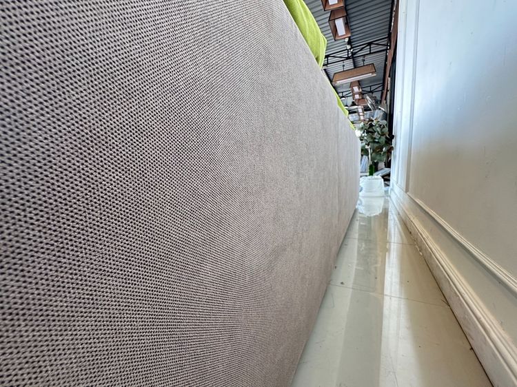 โซฟาแอล เบาะผ้าสีเทาถอดปลอกได้  โครงไม้ MDF ขาไม้จริง รูปที่ 5