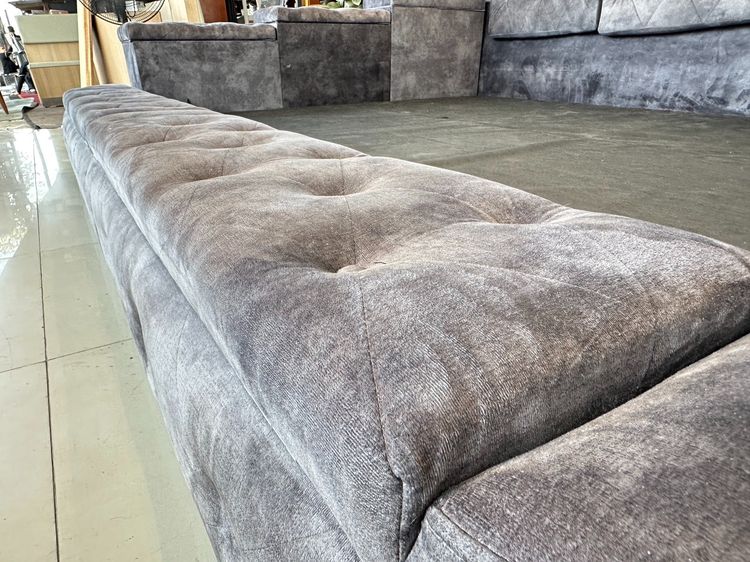 เตียงนอน (งานสั่งทำ) 8 ฟุต โครงผ้ากำมะหยี่สีเทาดึงดุม รูปที่ 13