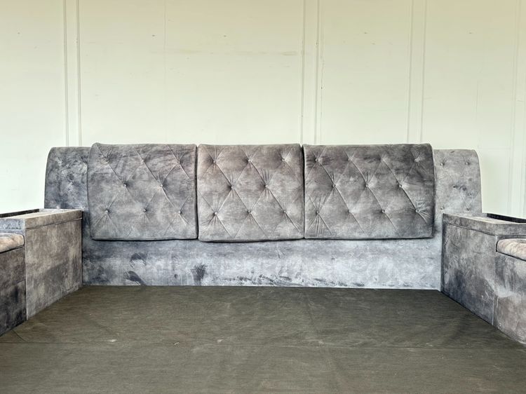 เตียงนอน (งานสั่งทำ) 8 ฟุต โครงผ้ากำมะหยี่สีเทาดึงดุม รูปที่ 8