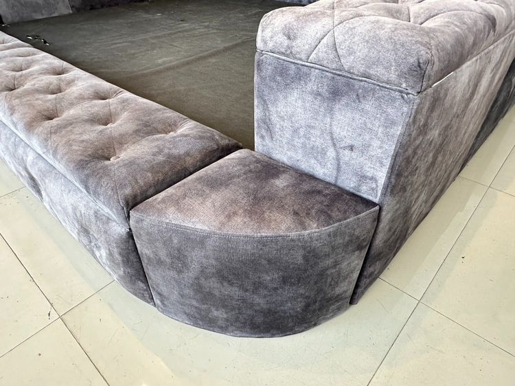 เตียงนอน (งานสั่งทำ) 8 ฟุต โครงผ้ากำมะหยี่สีเทาดึงดุม รูปที่ 12