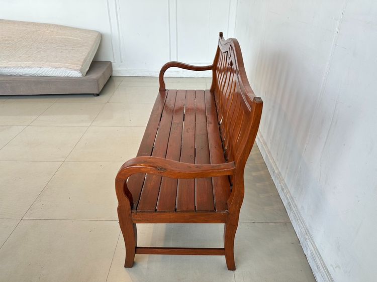 โซฟาไม้สักทั้งตัว สไตล์วินเทจ สีน้ำตาล (ไม่มีเบาะรองนั่ง) รูปที่ 4