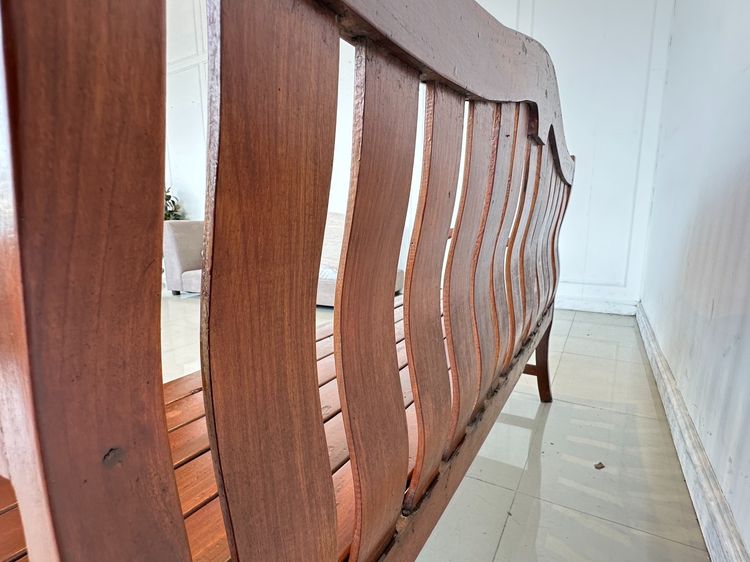 โซฟาไม้สักทั้งตัว สไตล์วินเทจ สีน้ำตาล (ไม่มีเบาะรองนั่ง) รูปที่ 5