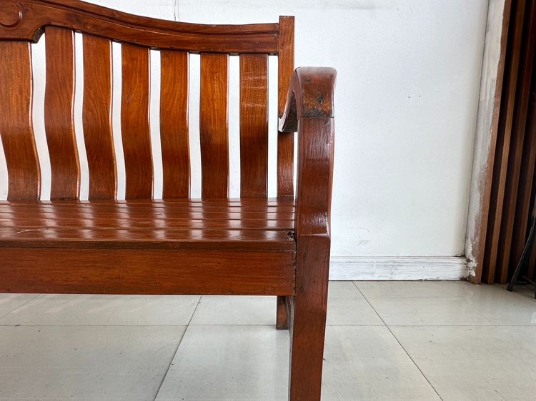 โซฟาไม้สักทั้งตัว สไตล์วินเทจ สีน้ำตาล (ไม่มีเบาะรองนั่ง) รูปที่ 10